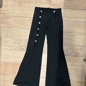 SHEIN Black Wide Leg Pants with Button Accents